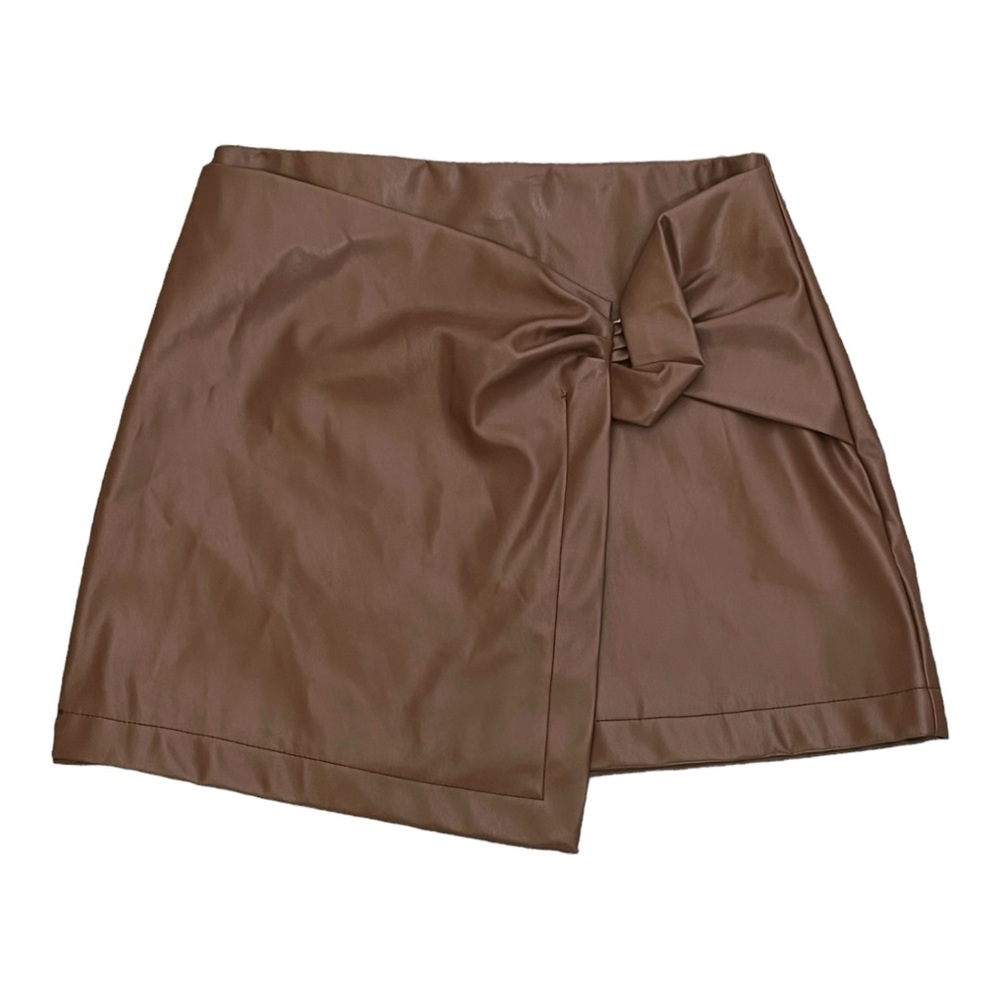 Princess Polly Leather Skirt W/ Tie Front Detail Size Cb 105